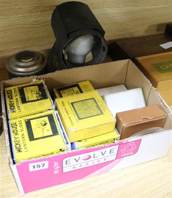 A Magic Lantern and a collection of Mickey Mouse slides